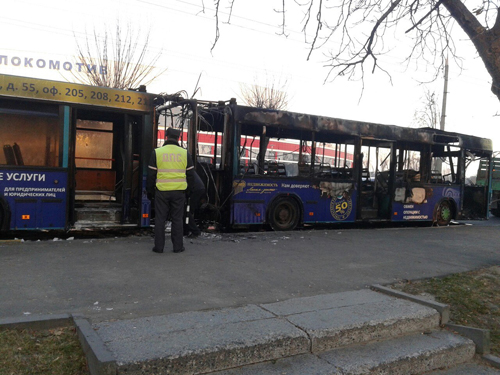В Гомеле рано утром загорелся рейсовый автобус 